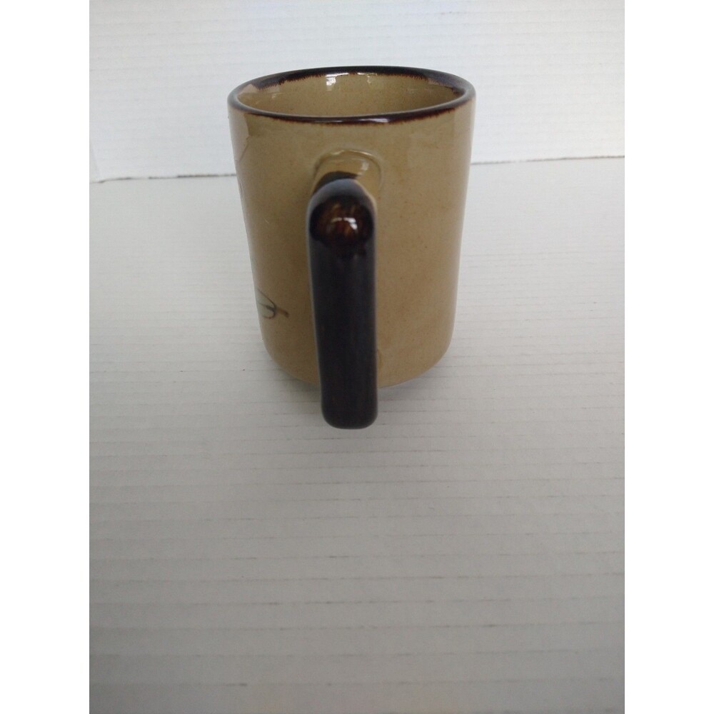 Vintage Speckled Stoneware Ceramic Floral Coffee Mug Made in Korea MCM - Picture 2 of 10
